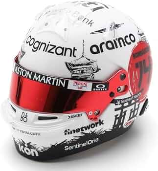 F1 Style Racing Helmet Replica – White & Red Full Face Motorsport Display Helmet