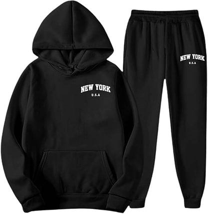 Men's New York USA Hoodie & Jogger Sweatpants Set – Casual Pullover Hooded Tracksuit 2-Piece Outfit