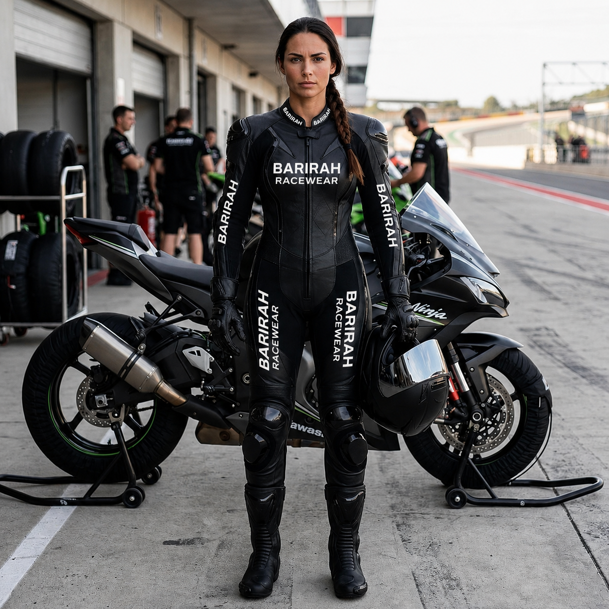 Barirah Racewear Women’s All-Black One-Piece Motorbike Racing Leather Suit