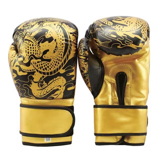 Golden Dragon Boxing Gloves | Professional Training & Sparring Gloves | PU Leather Wrist Support Gloves for Boxing, MMA, Muay Thai & Kickboxing