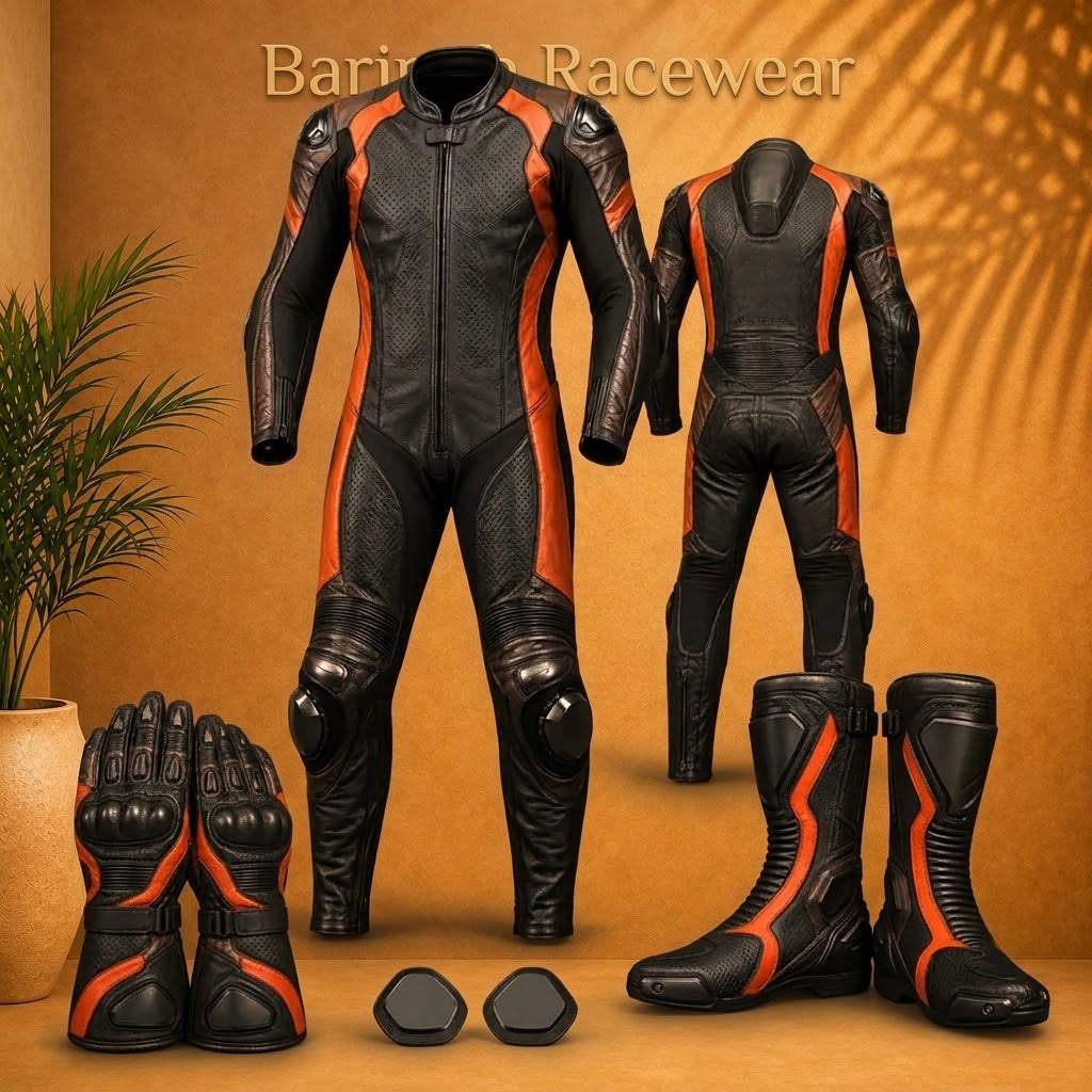 Premium Rust & Rush Motorcycle Racing Suit Set,