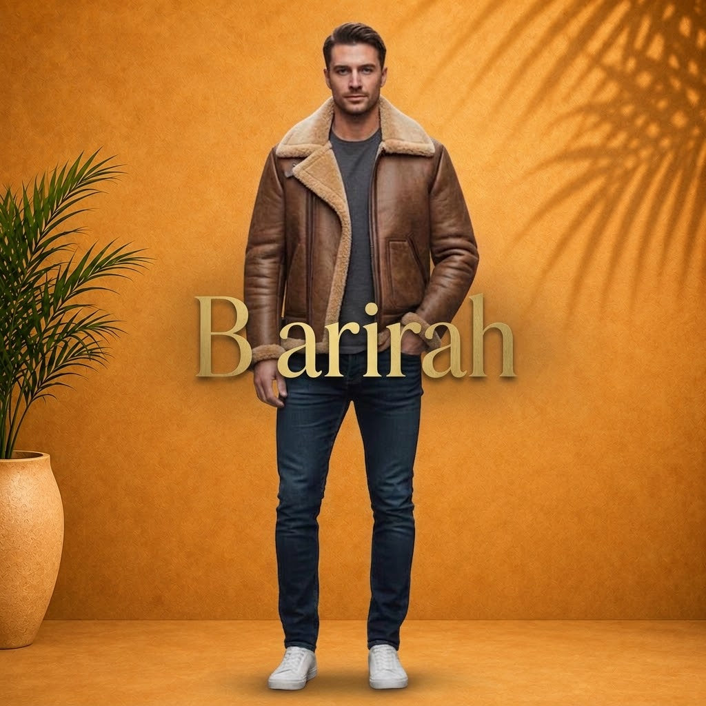 Classic men’s B3 bomber jacket featuring a genuine sheepskin leather exterior