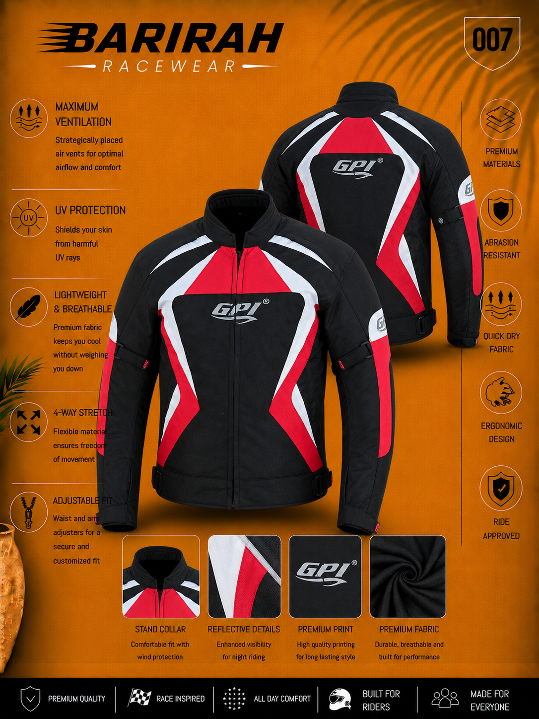 Men’s Premium All Season 4 Pockets Waterproof Motorcycle