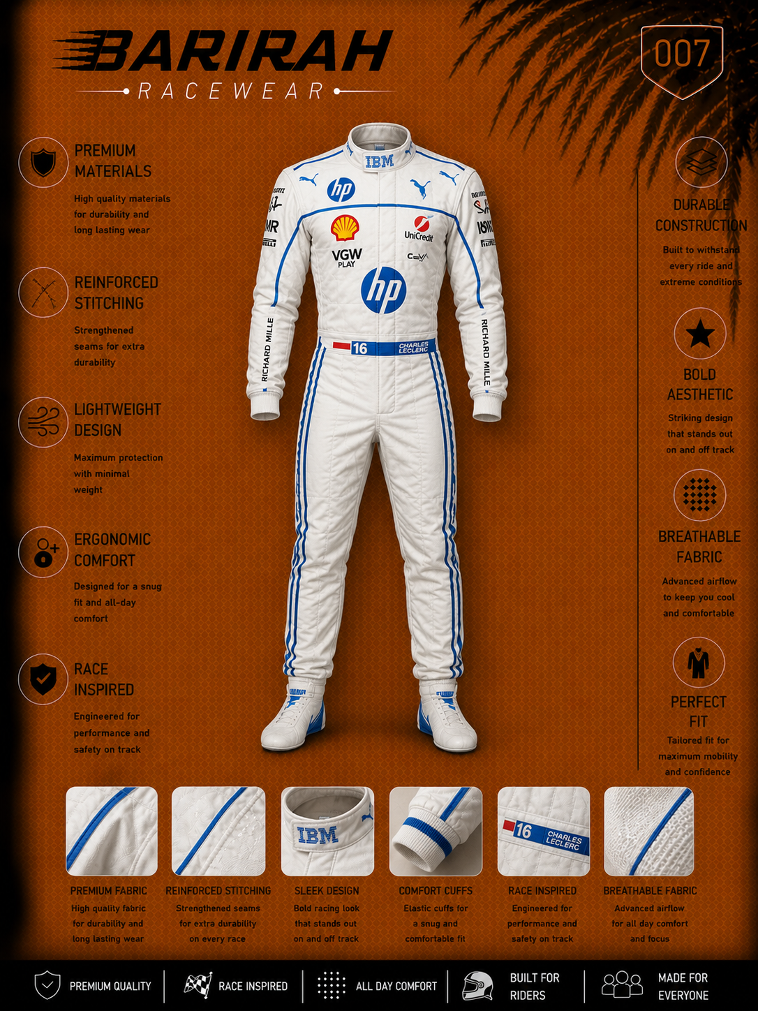 Barirah Ferrari Level 2 Digital Printed Kart Suit