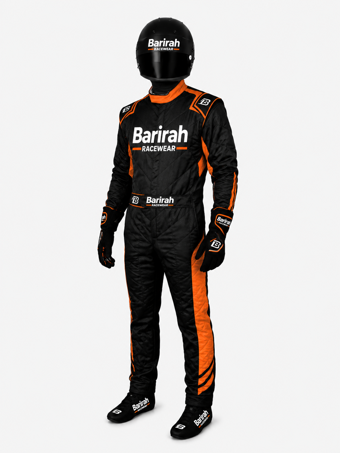 Barirah Racewear Premium Racing Suit – Professional Karting & Motorsport Driving Suit | Lightweight Performance Racing Overall | Black/Orange