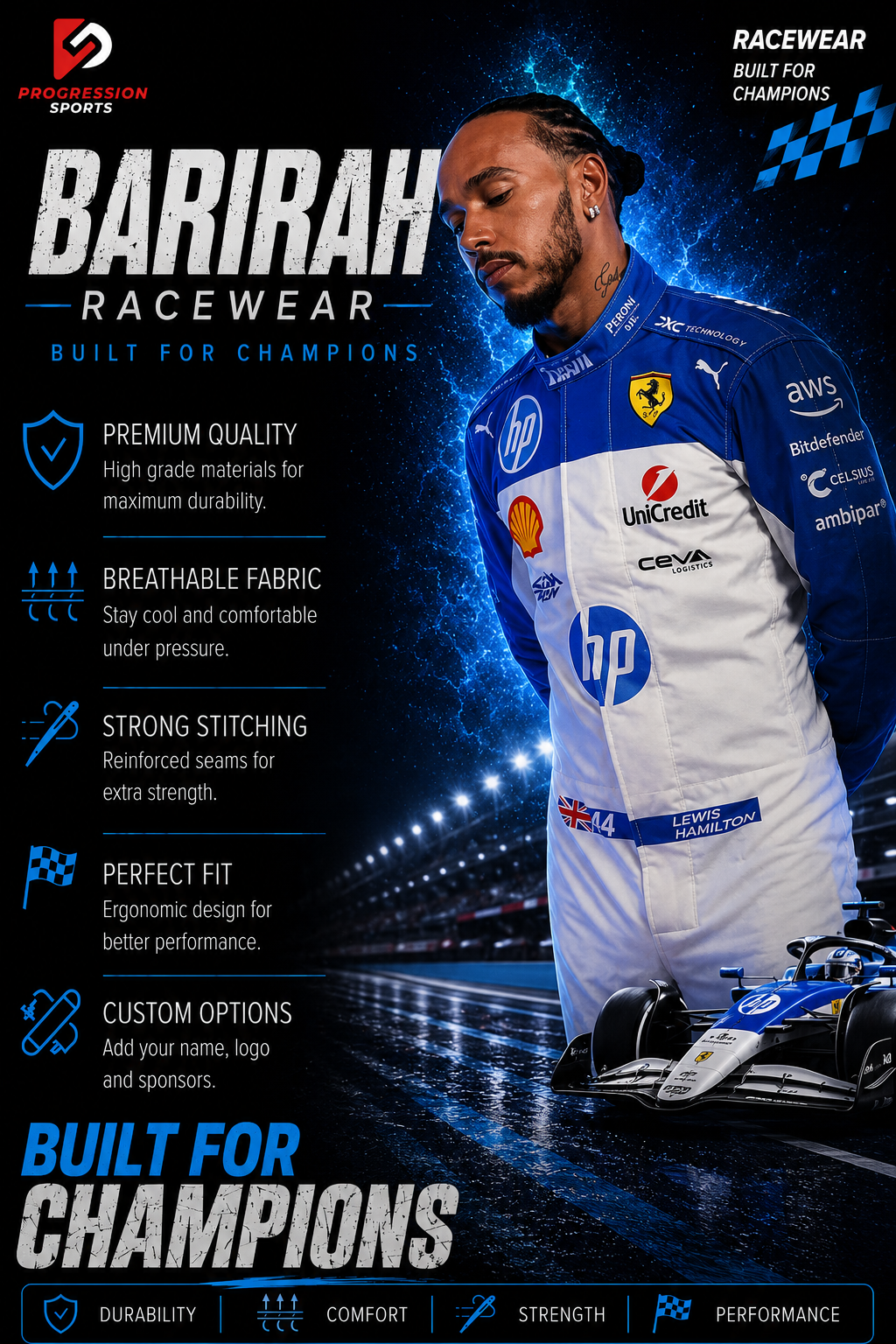 2025 Lewis Hamilton Ferrari Miami GP F1 Race Suit