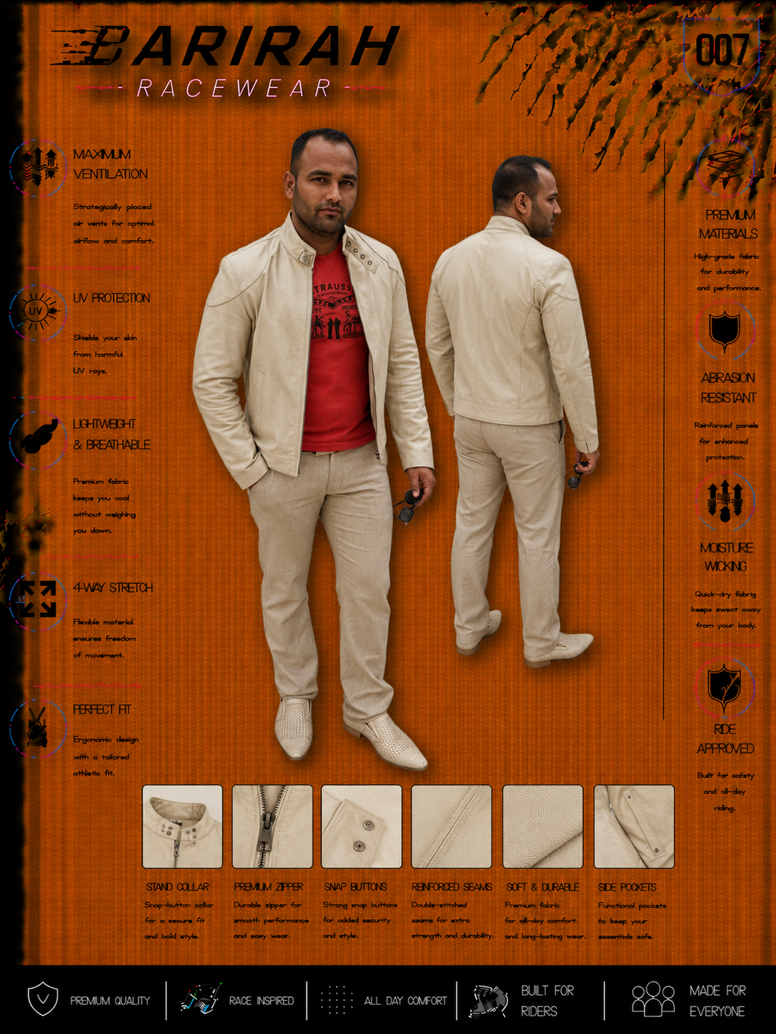 Premium White Leather Jacket - Genuine Leather Fashion Outerwear