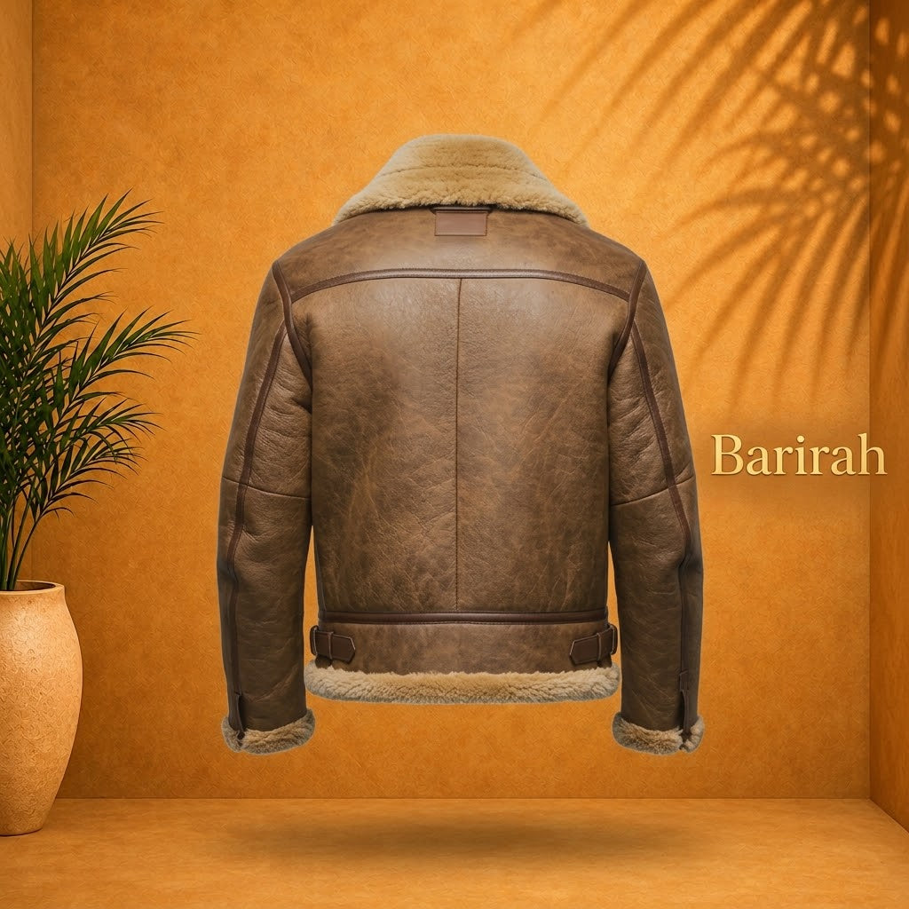 Classic men’s B3 bomber jacket featuring a genuine sheepskin leather exterior