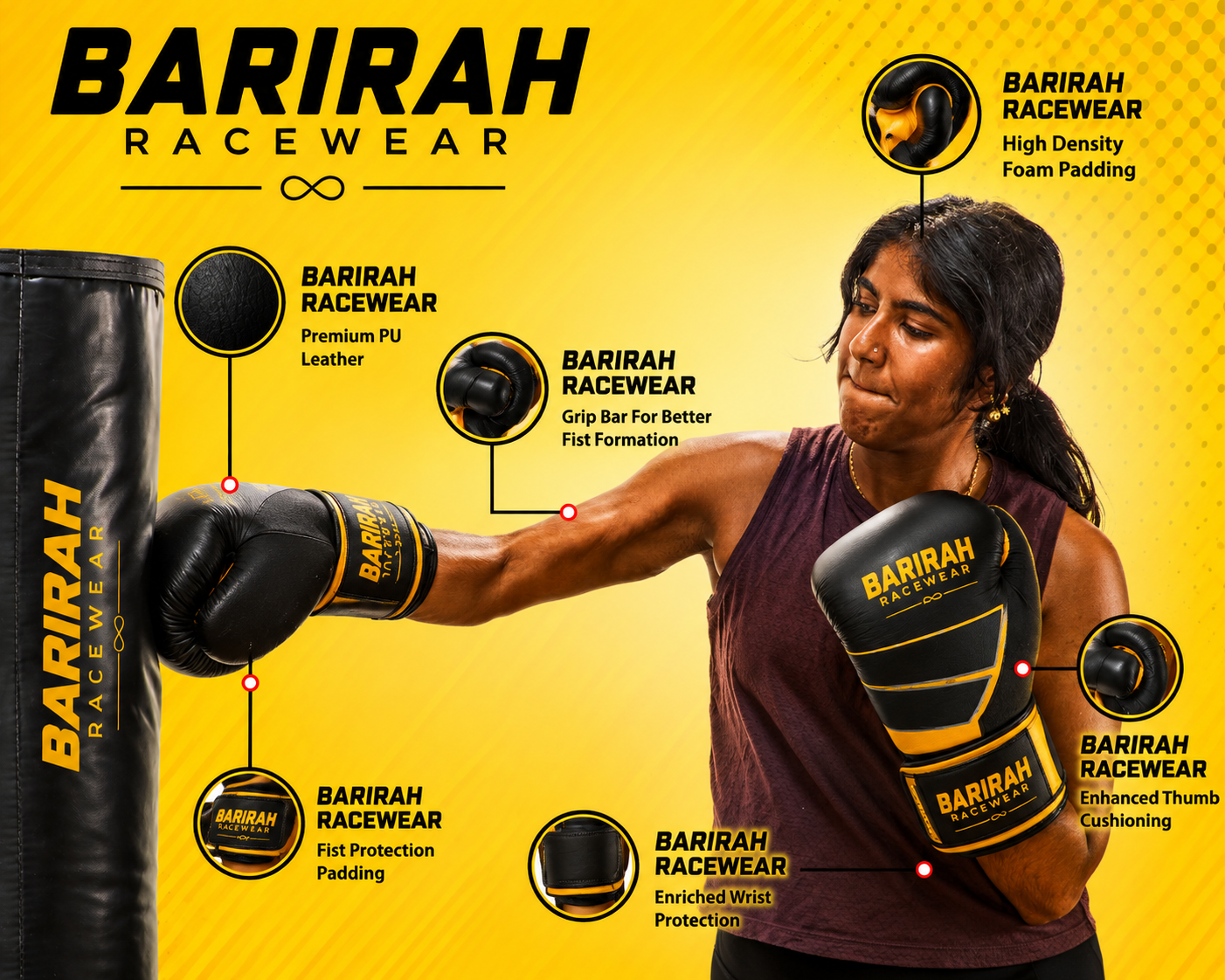 Premium Boxing Gloves for Training, Heavy Bag & Sparring – Barirah Racewear