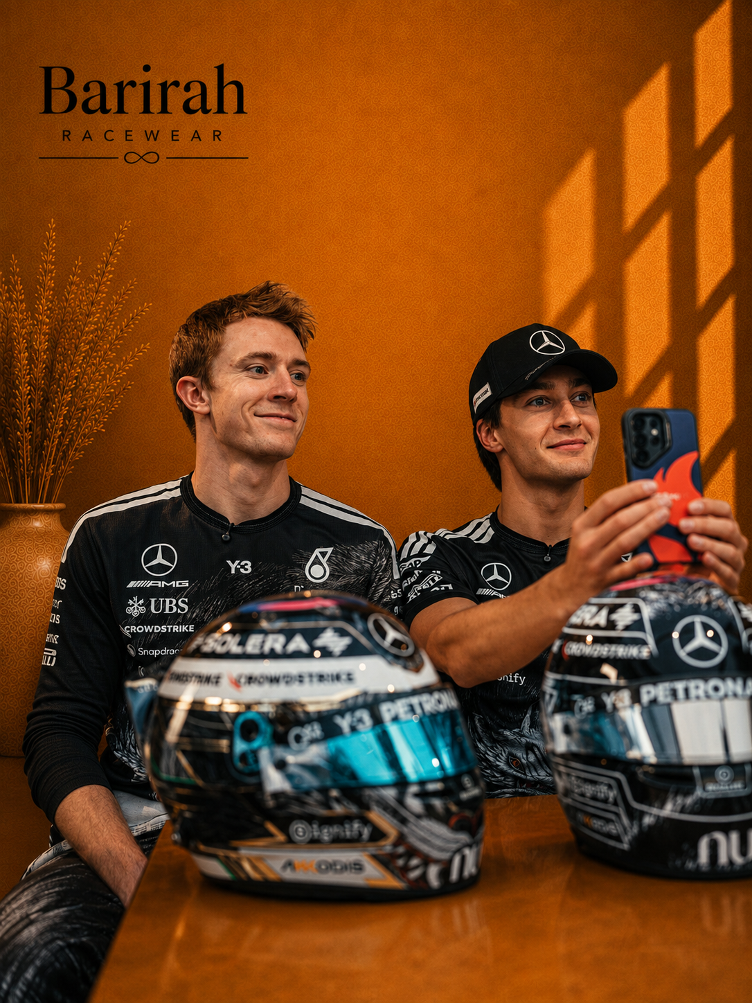 George Russell Mercedes F1 suit with team