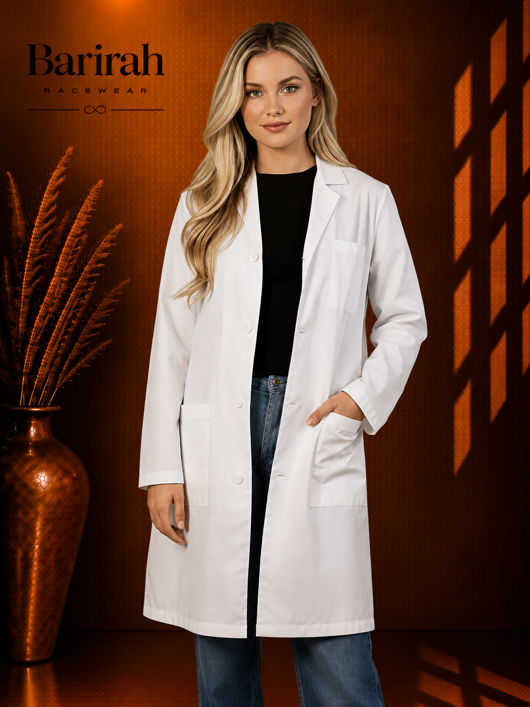 Heedfit Unisex 40 Inches Classic 3 Pockets Long Lab Coat