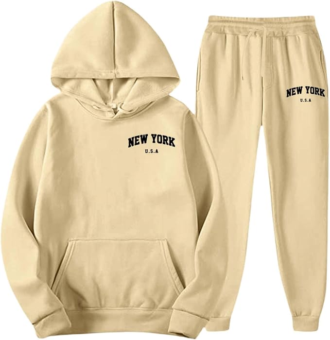Men's New York Hoodie & Jogger Tracksuit - Casual Fleece Pullover