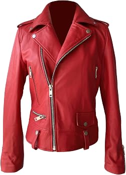 Women's Red Classic Biker Leather Jacket | Slim Fit Moto Motorcycle Jacket | Premium Asymmetrical Zip Leather Coat