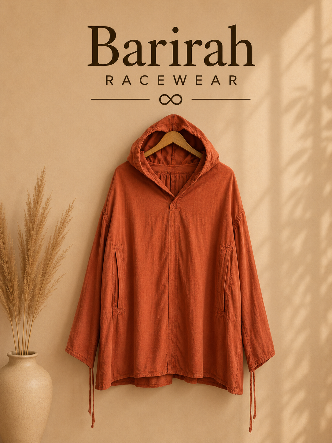 Barirah Racewear Relaxed Hooded Utility Smock – Burnt Orange