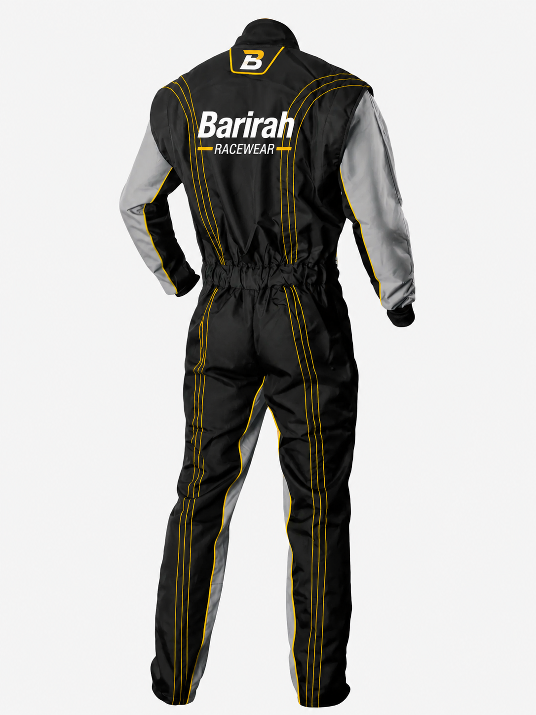 Barirah Racewear Premium Racing Suit  Professional Karting & Motorsport Driving Suit | Lightweight Performance Racing Overall | Black/Grey/Yellow