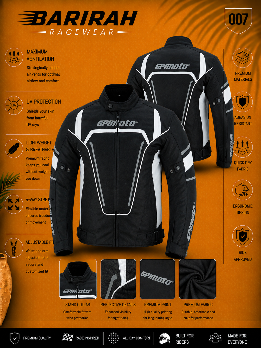Men's All Season Premium 4 Pockets Waterproof - Black/White