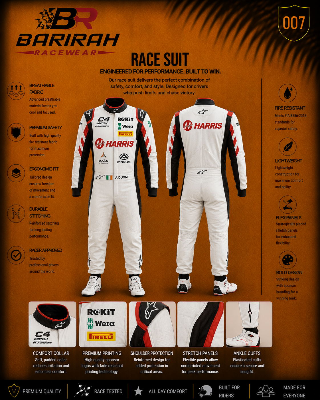 Gokart racing suit designed for endurance mobility safety perfect for motorsport enthusiasts