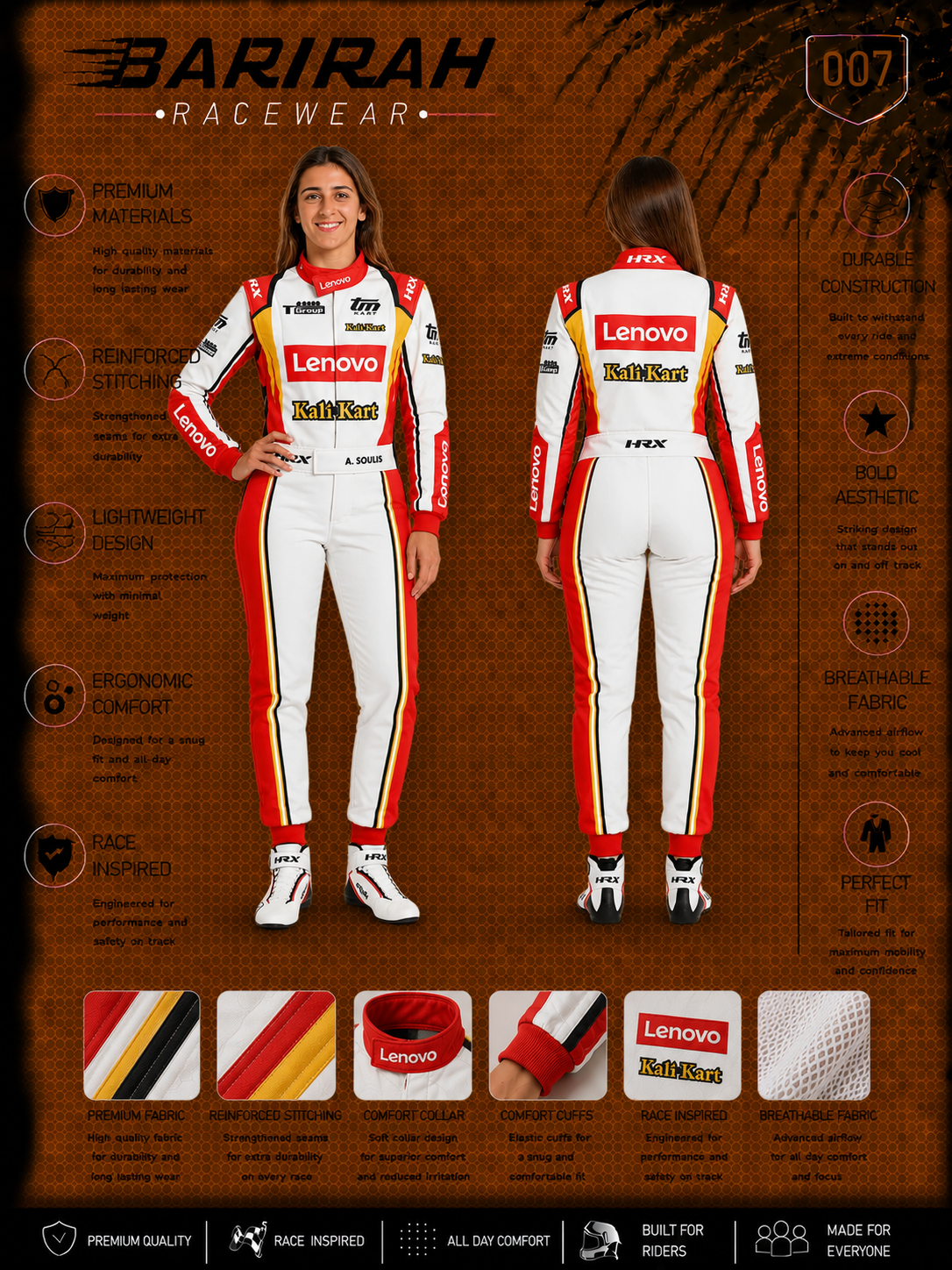 BARIRAH RACEWEAR Go Kart Racing Digital Printed Custom Designed Karting Suit