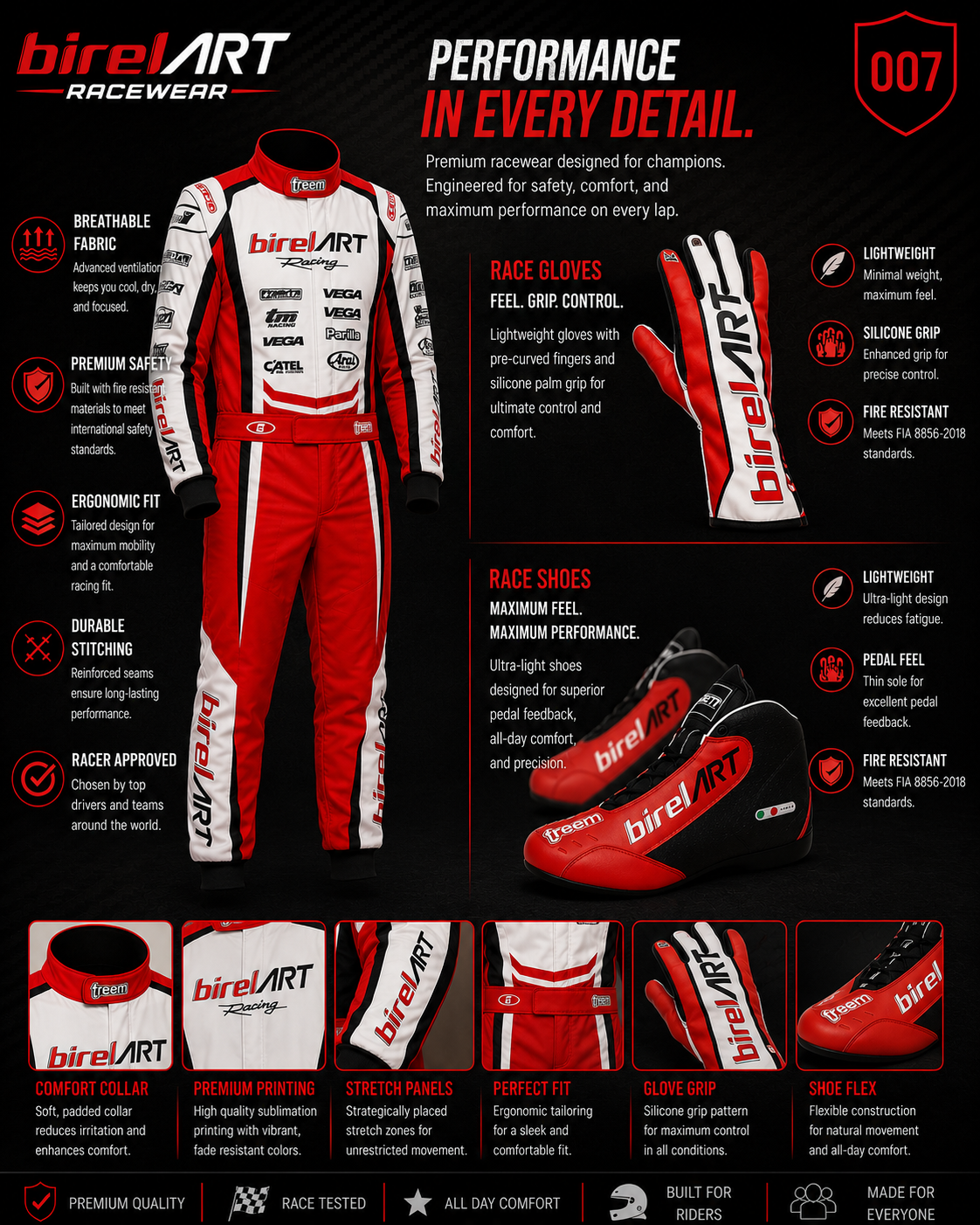 Birel ART Go Kart Race Suit, Shoes & Gloves