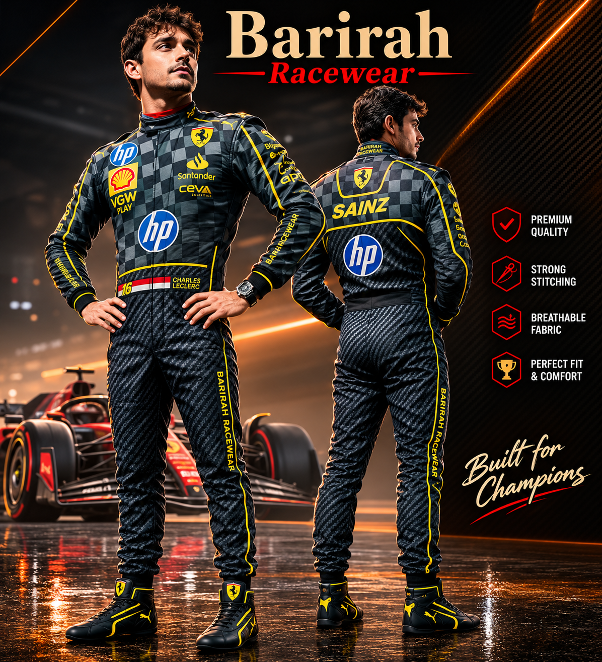 2025 Charles Leclerc HP CARBON FIBRE Ferrari F1 Race Suit