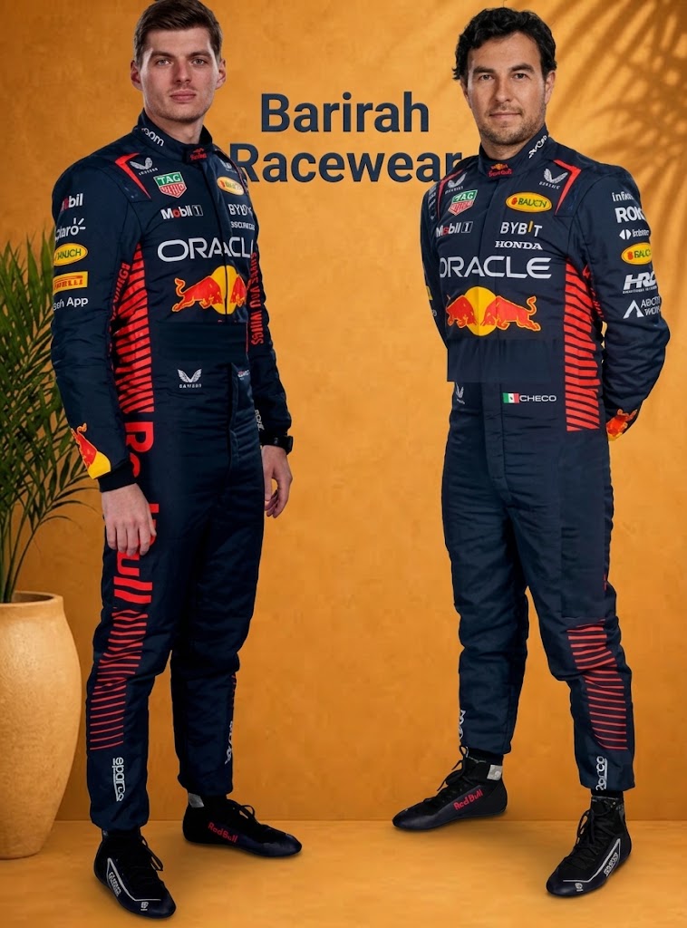 Max Verstappen and Sergio Pérez-inspired go-kart racing suit