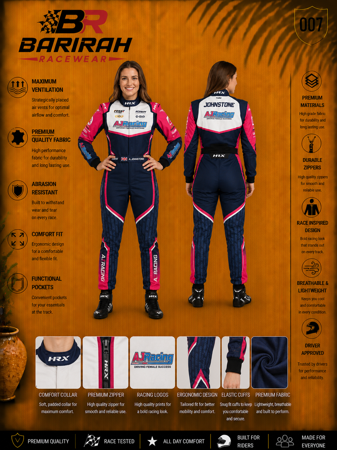 HRX Go-Kart Racing Suit Digital Printed Custom Designed Kart Suit for Kids & Adults