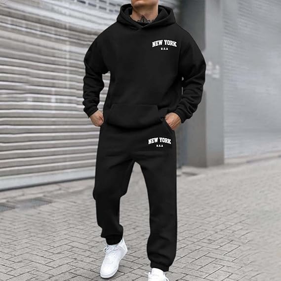 Men's New York USA Hoodie & Jogger Sweatpants Set – Casual Pullover Hooded Tracksuit 2-Piece Outfit