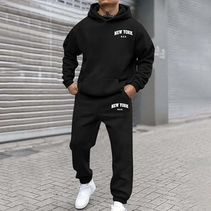 Men's New York USA Hoodie & Jogger Sweatpants Set – Casual Pullover Hooded Tracksuit 2-Piece Outfit