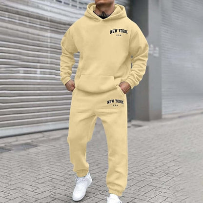 Men's New York Hoodie & Jogger Tracksuit Set – Casual Fleece Pullover Sweatshirt and Sweatpants 2-Piece Outfit