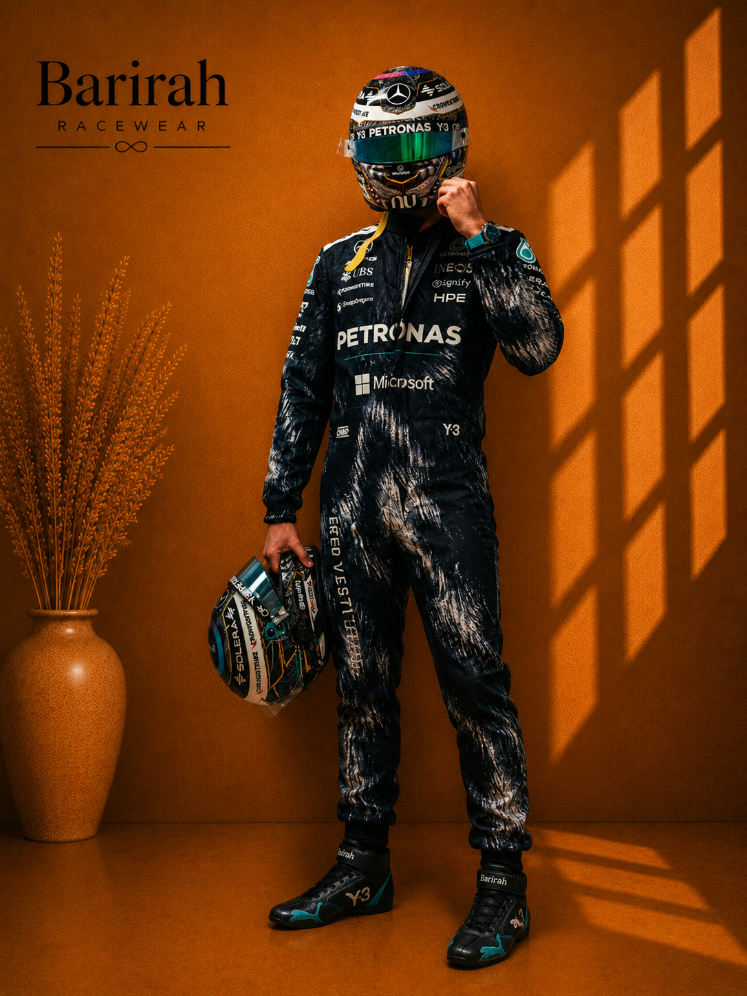 George Russell Mercedes F1 suit with team