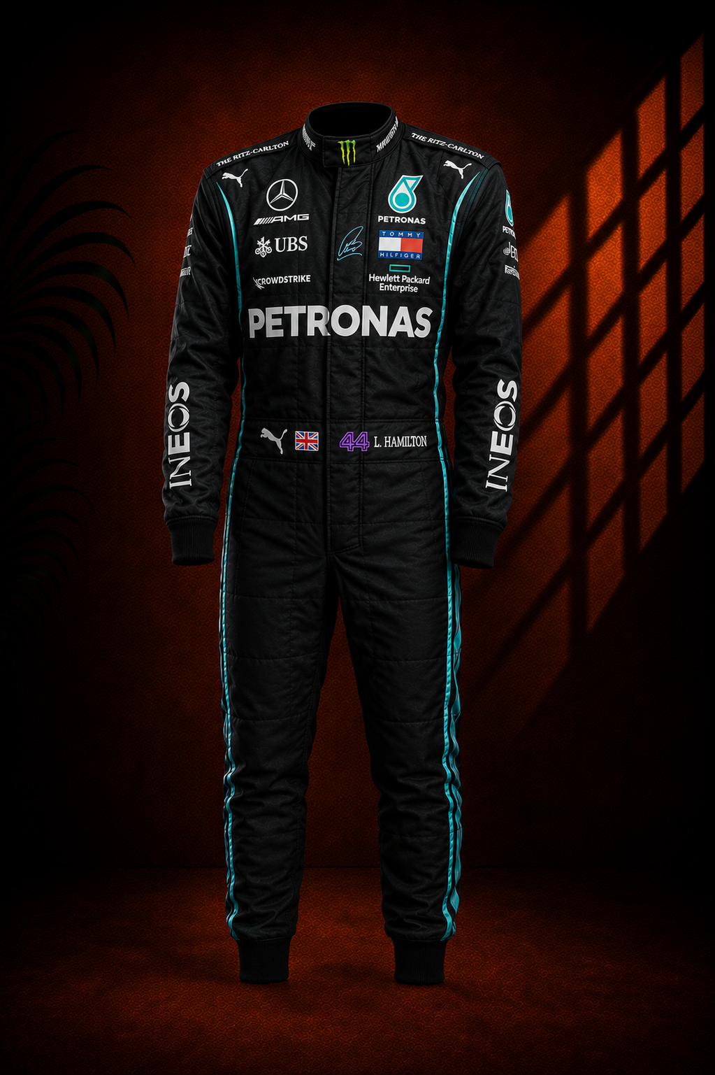 Lewis Hamilton Mercedes AMG F1 Race Suit, Shoes & Gloves
