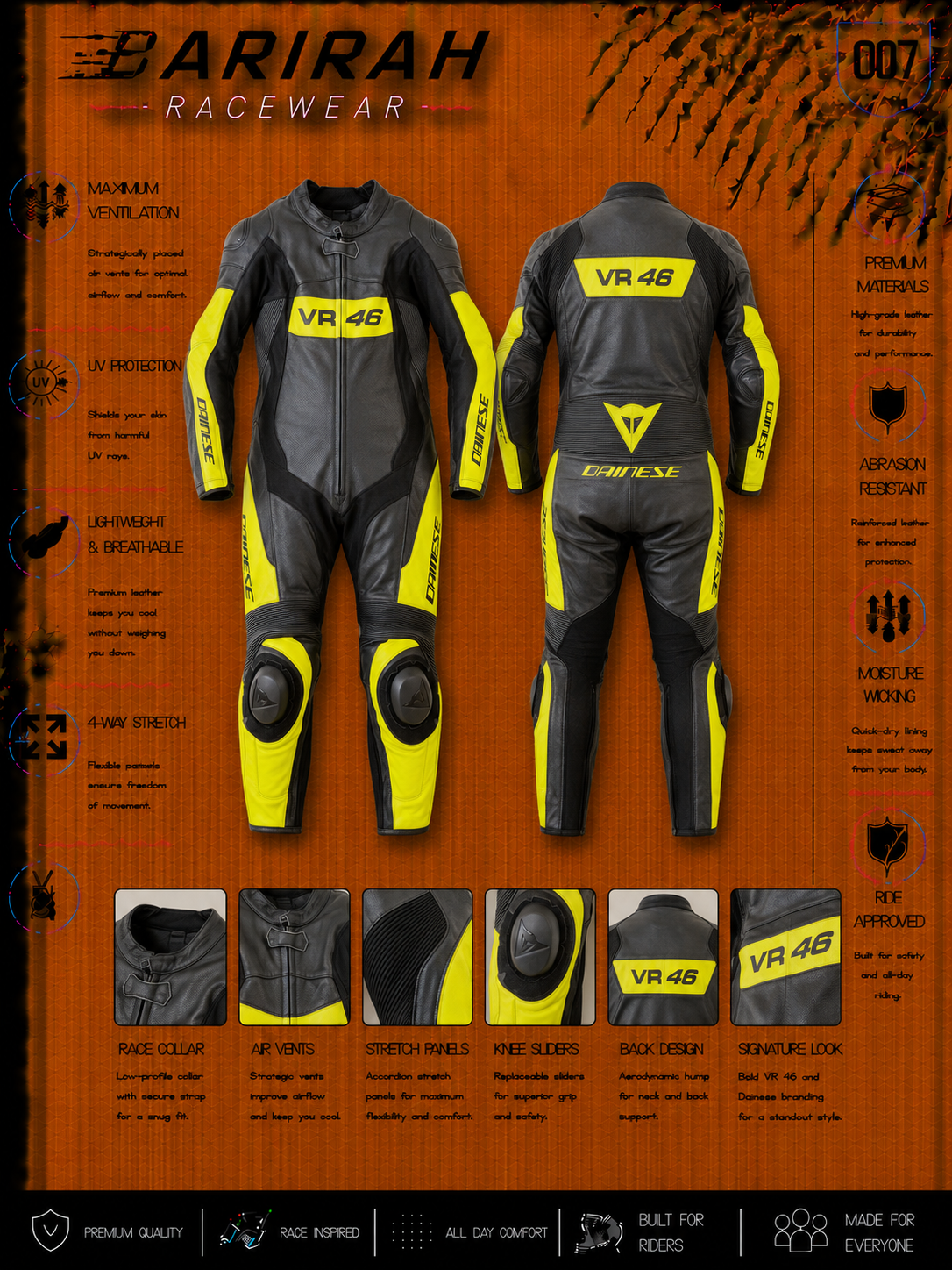 MotoGP Style Motorbike Racing Suit - One-Piece Leather