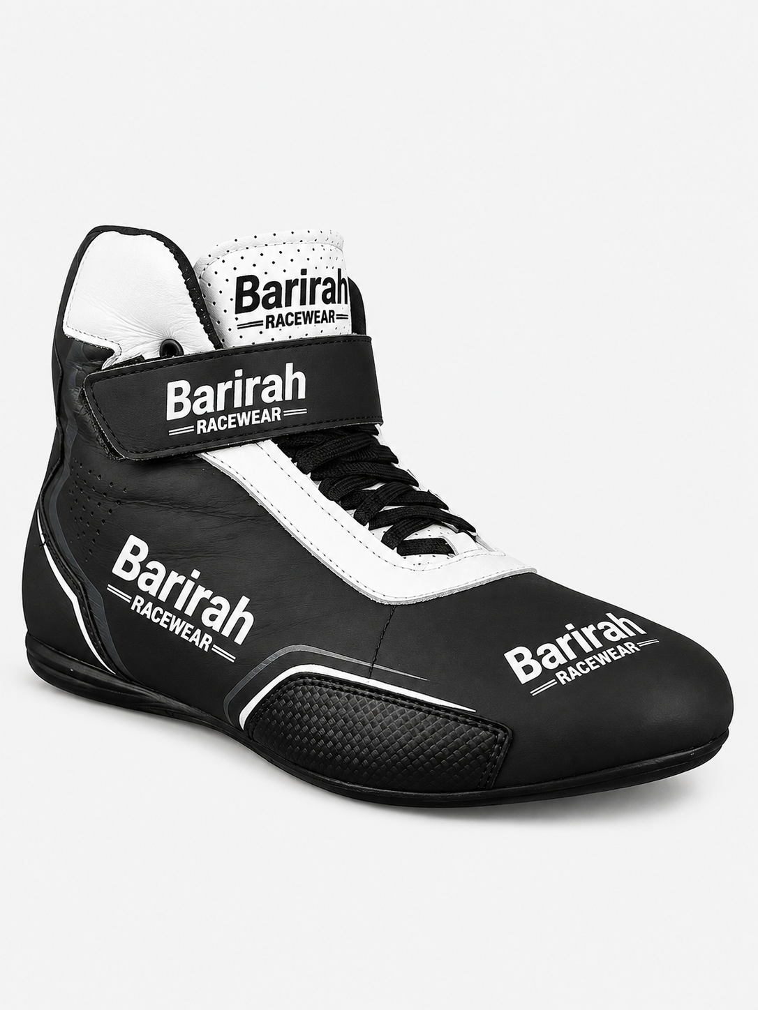 Barirah Racewear Premium Karting Racing Shoes – Professional Motorsport Driving Boots | Lightweight High-Grip Racing Footwear | Black/White