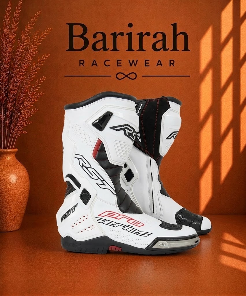 CE Race Motorcycle Boots White | Professional Racing Boots | Barirah Racewear