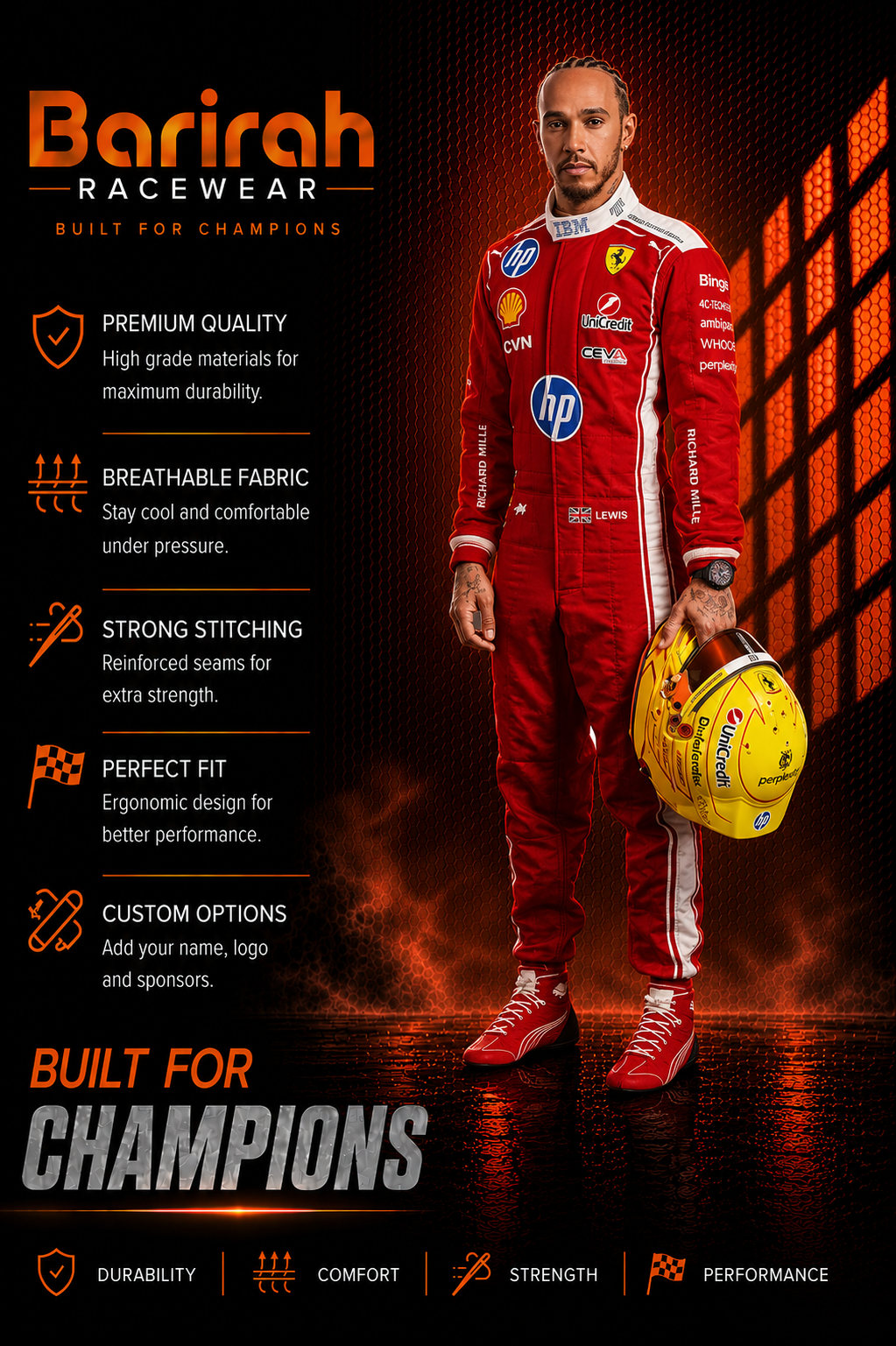 2026 Lewis Hamilton Scuderia Ferrari F1 Race Suit