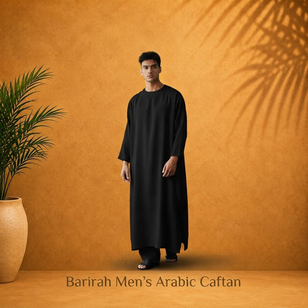 Elegant Men’s Black Linen Caftan