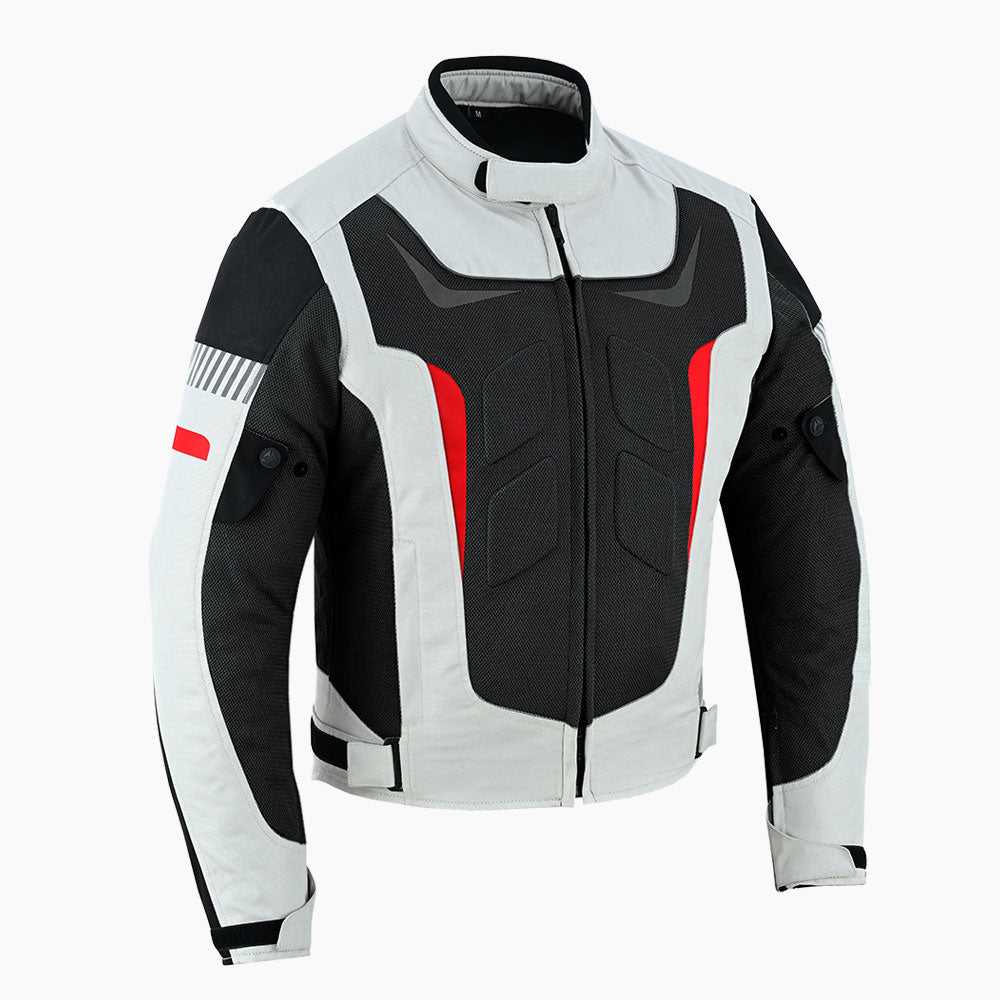 Men's White & Black Motorcycle Riding - Breathable Protective