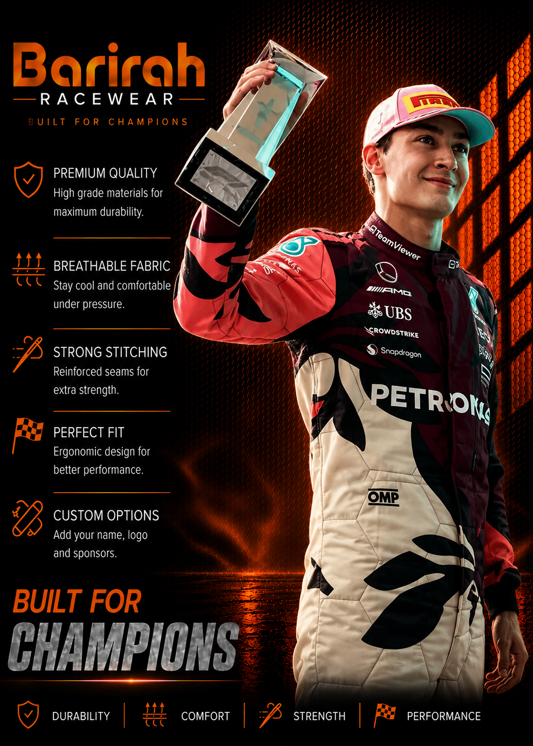 2025 George Russell Mercedes AMG Petronas F1 Race Suit