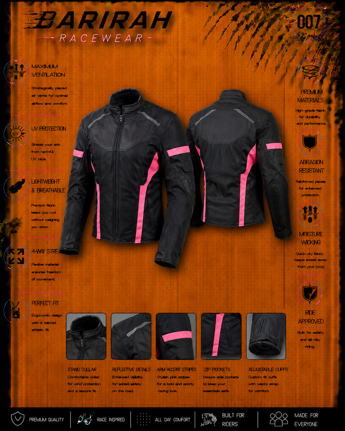 Cordura Motorcycle Racing Jacket with - Stylish High-Performance