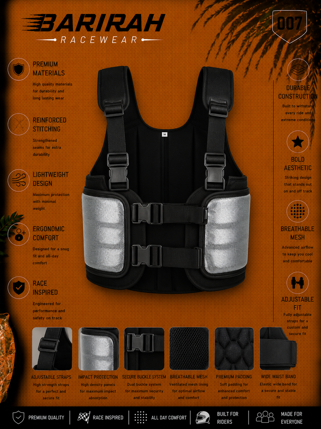 Barirah Adjustable Karting Rib and Chest Guard Armor