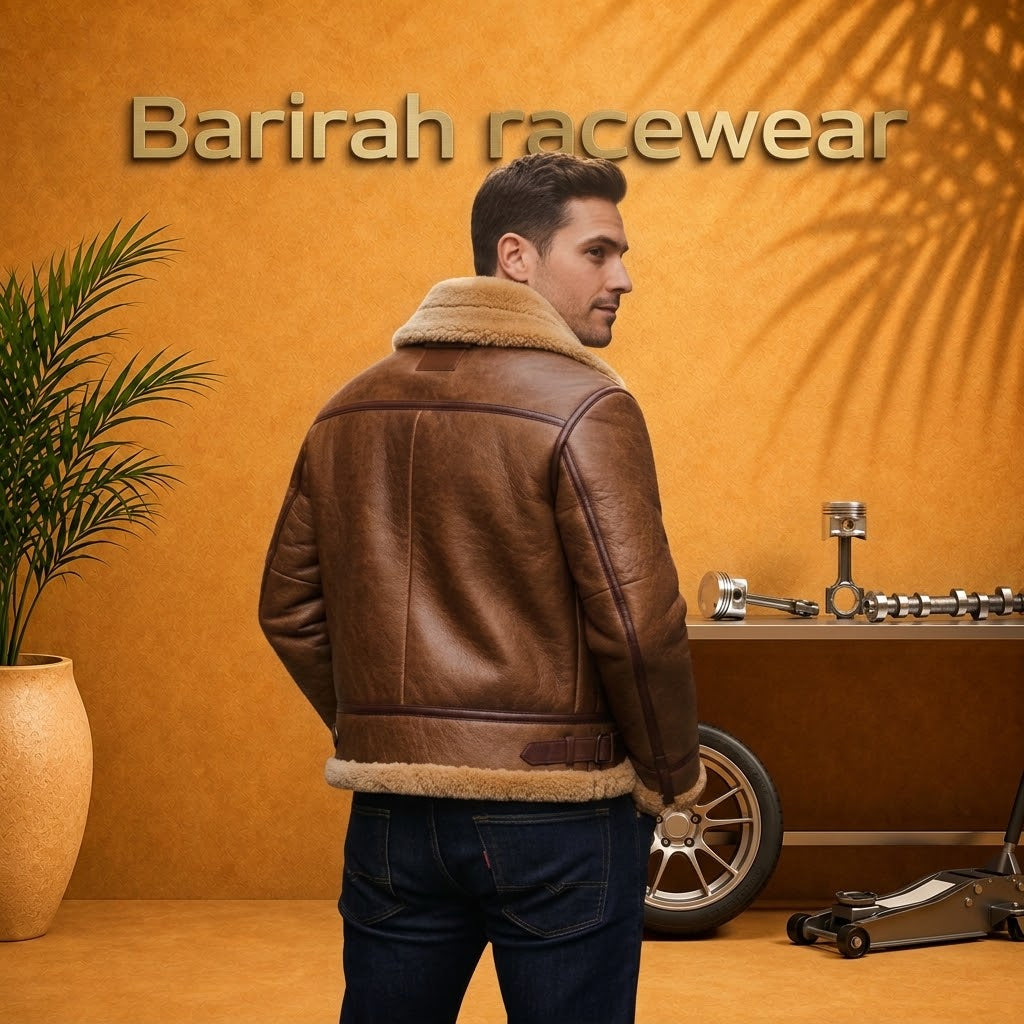 Classic men’s B3 bomber jacket featuring a genuine sheepskin leather exterior
