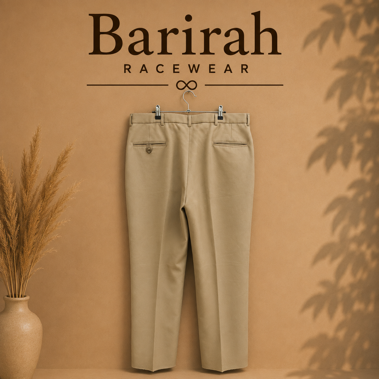 Barirah Racewear Classic Straight-Leg Trousers – Khaki Beige