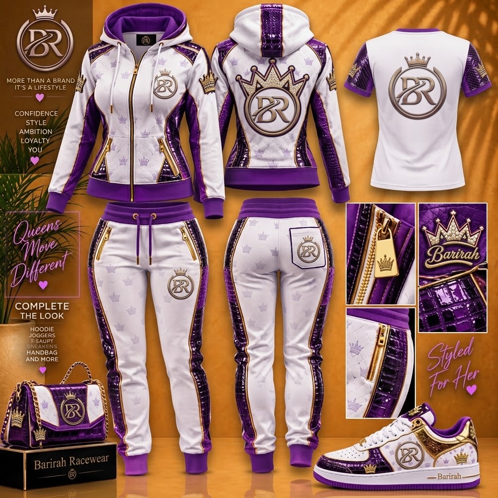 Women’s Fashion Hoodie, Trousers, T-Shirt & Shoes Set | Barirah Racewear