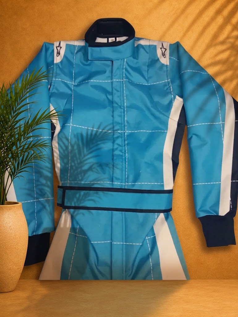 Custom women’s F1-style kart racing suit