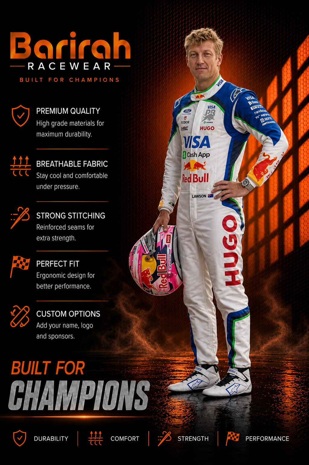 2026 Liam Lawson VISA CASH APP RB F1 Racing Suit