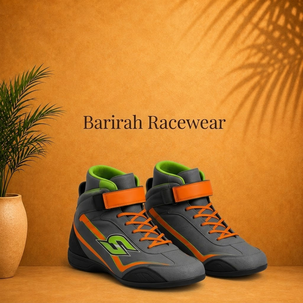 Custom kart racing suit set featuring a personalized racing outfit, matching gloves, and shoes.