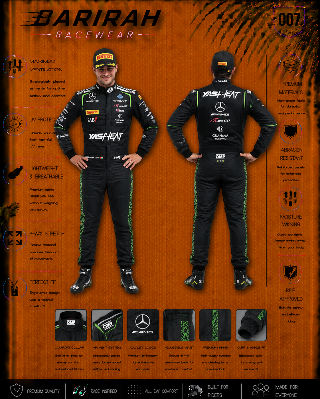 OMP Style Go-Kart Racing Suit Digital Printed Custom Designed