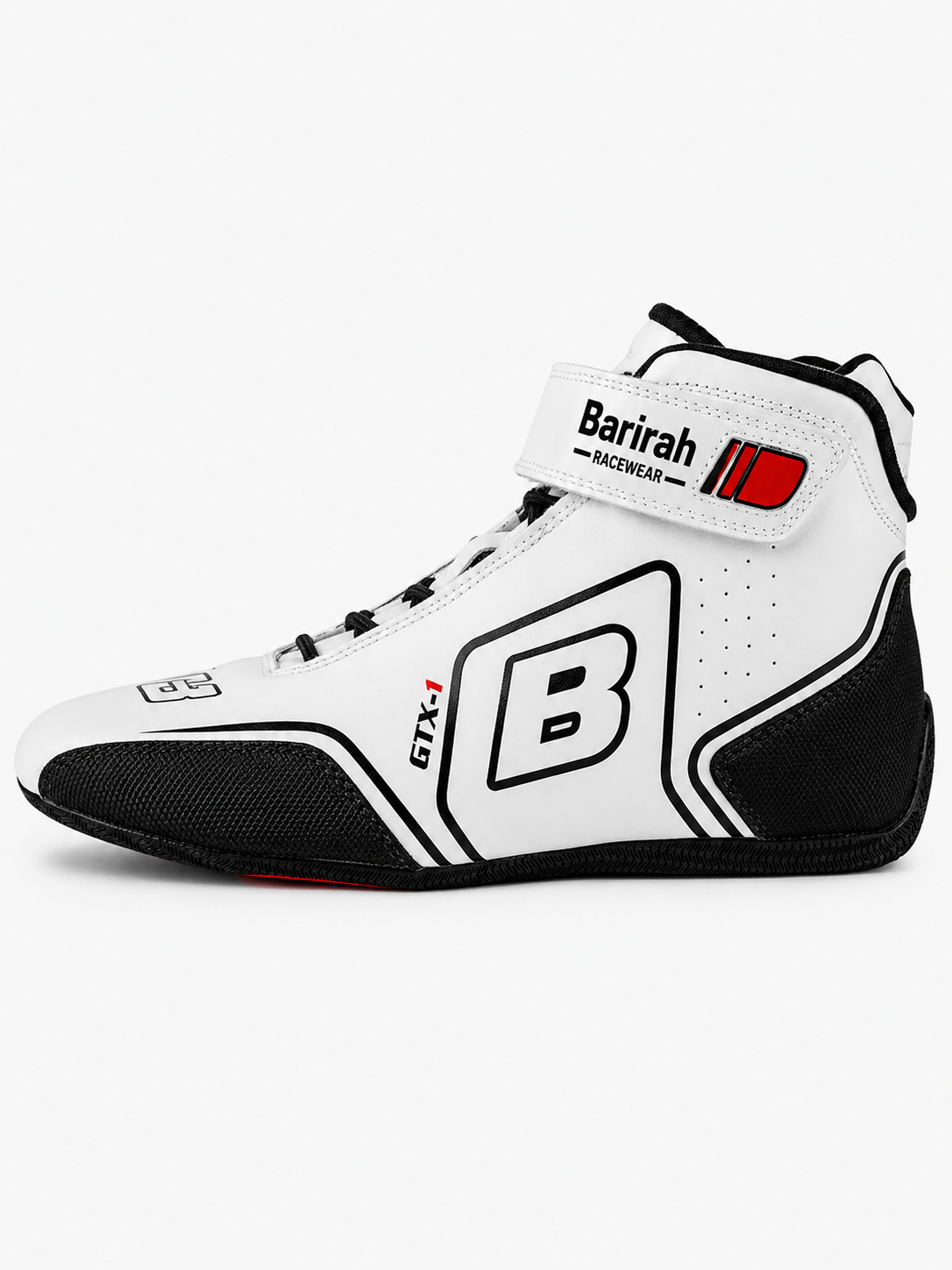 Barirah Racewear Premium Karting Racing Shoes – Professional Motorsport Driving Boots | Lightweight High-Grip Racing Footwear | White/Black