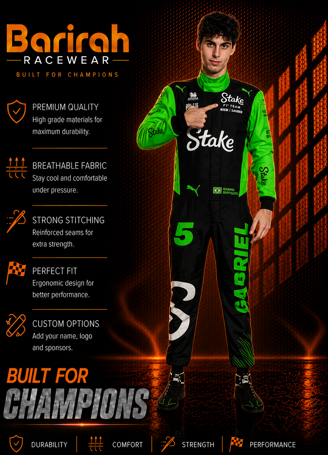 2025 Gabriel Bortoleto Stake F1 Race Suit