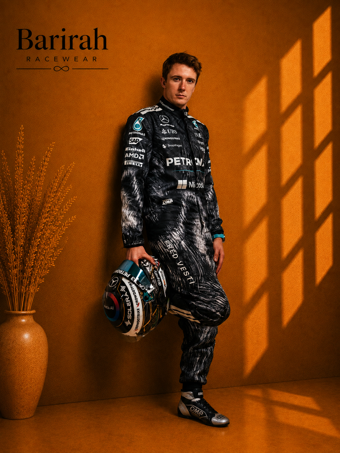 George Russell Mercedes F1 suit with team